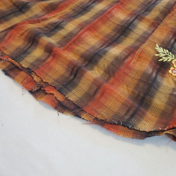 Martini Ranch Womens Sz Large Plaid Embroidered Button Front Shirt Brown - Picture 10 of 11